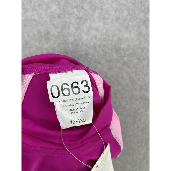 Sun Busters Girls Swimsuit Set Bikini Rash Guard Pink Short Sleeve Pink UPF 50+ - Picture 12 of 13